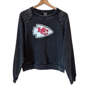 Gameday Couture Kansas City Chiefs Crewneck Sweatshirt Black Sz L Silver Studs